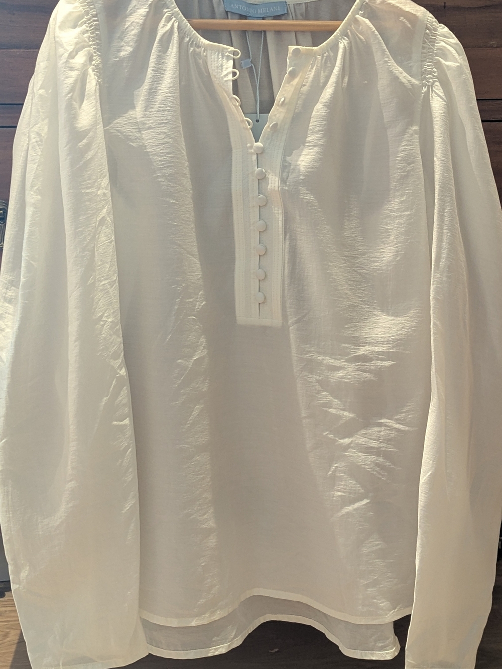 ANTONIO MELANI White Long-Sleeve Button-Placket Shirt